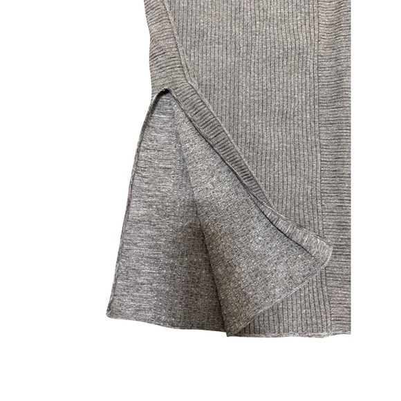 Athleta Gray Brown Ribbed Knit Midi Skirt Side Slit Stretch Casual Athleisure - Picture 4 of 6